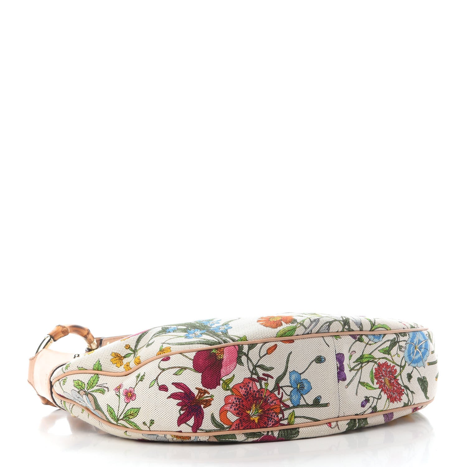 Gucci Canvas Floral Flora Bamboo Ring Hobo White 3 of 11