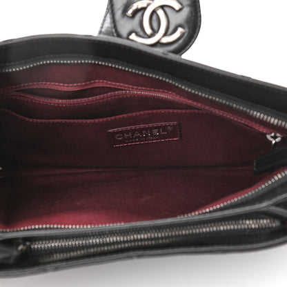 Chanel Glazed Calfskin Quilted Coco Pleats Chain Clutch Black 5 of 12