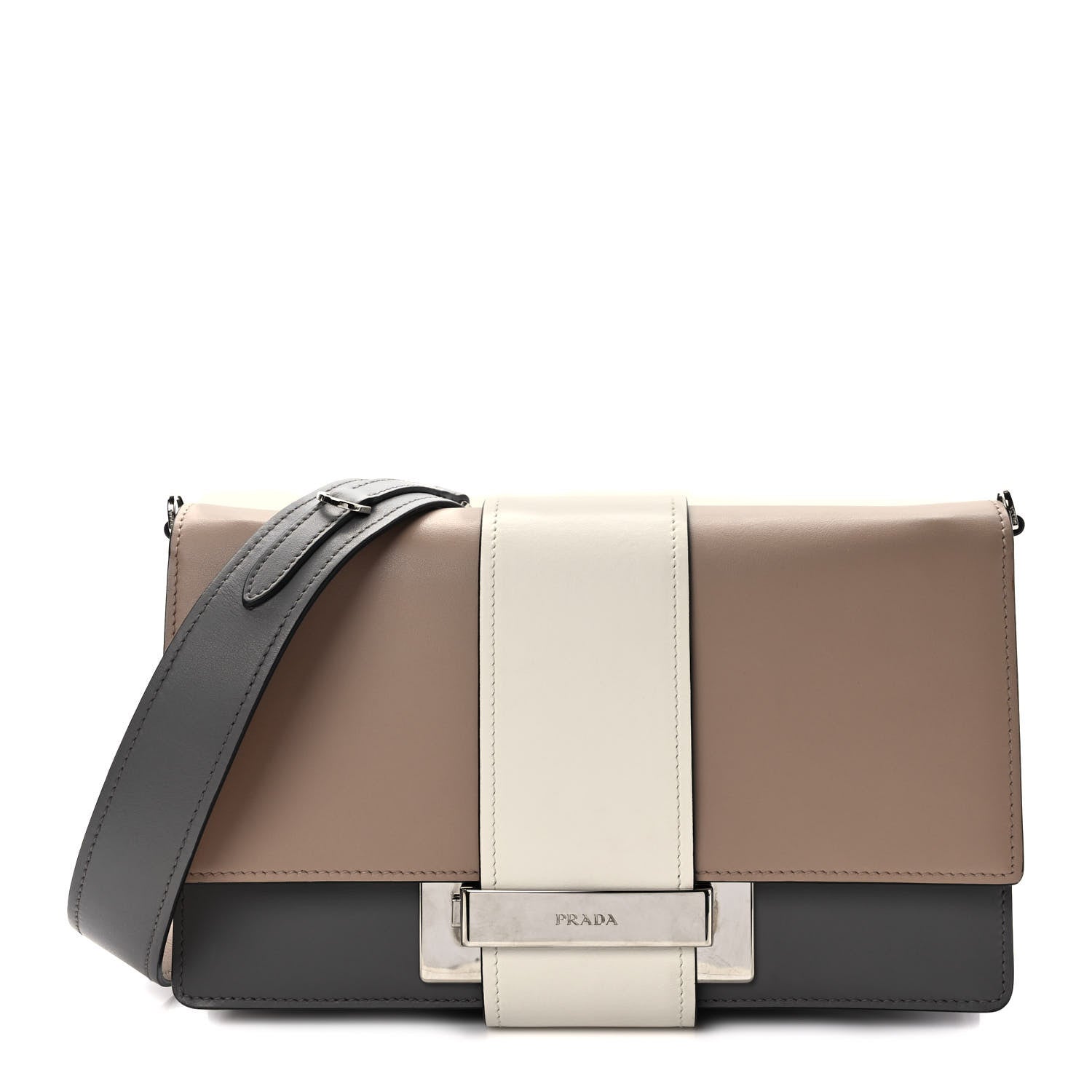 Prada City Calf Plex Ribbon Bag Cammeo Bianco Marmo 1 of 9