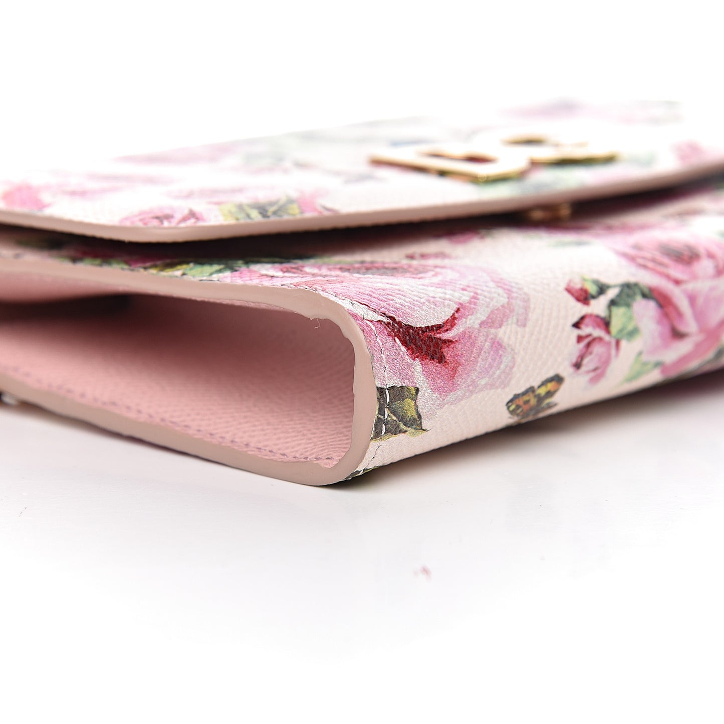 Dauphine Rose Print Wallet On Chain Pink