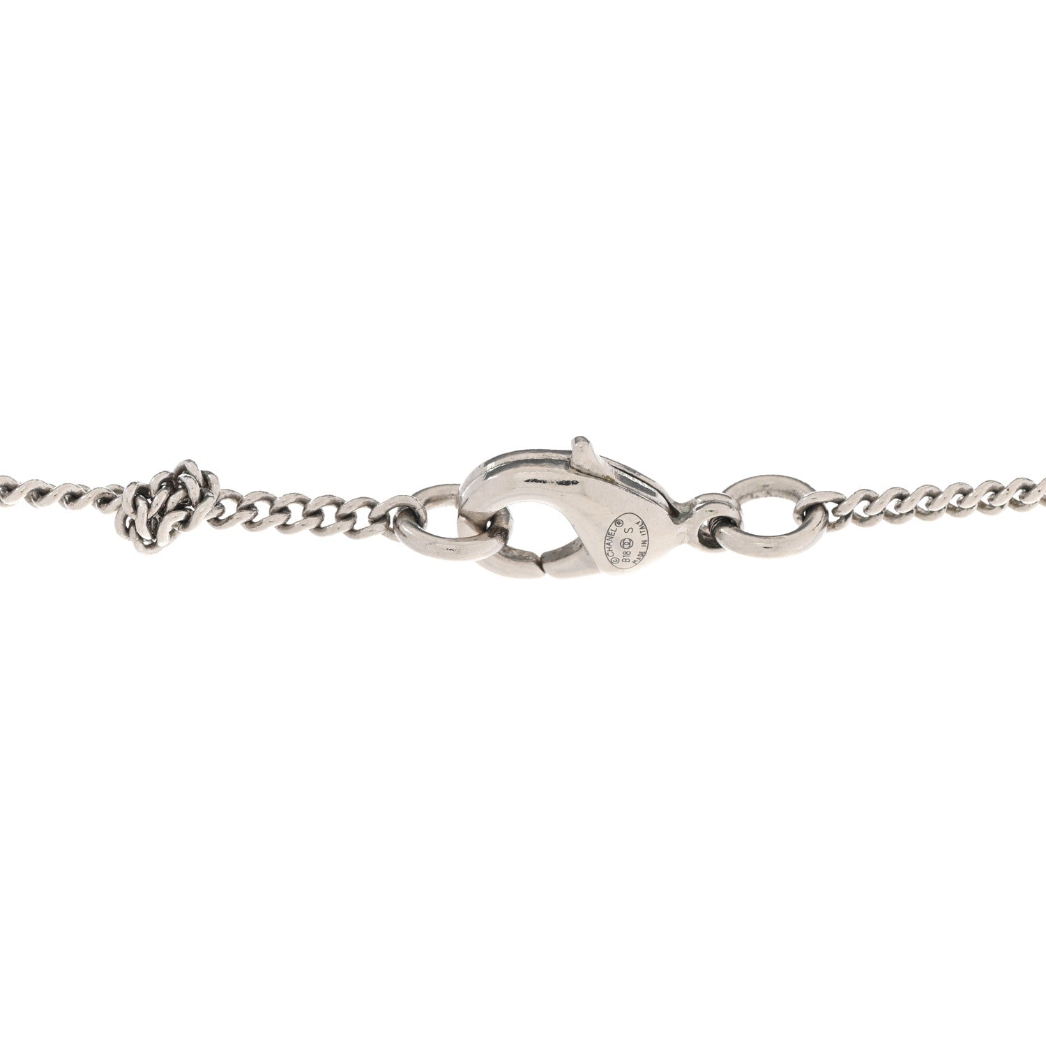 Chanel Crystal CC Ball Pendant Necklace Silver 5 of 9