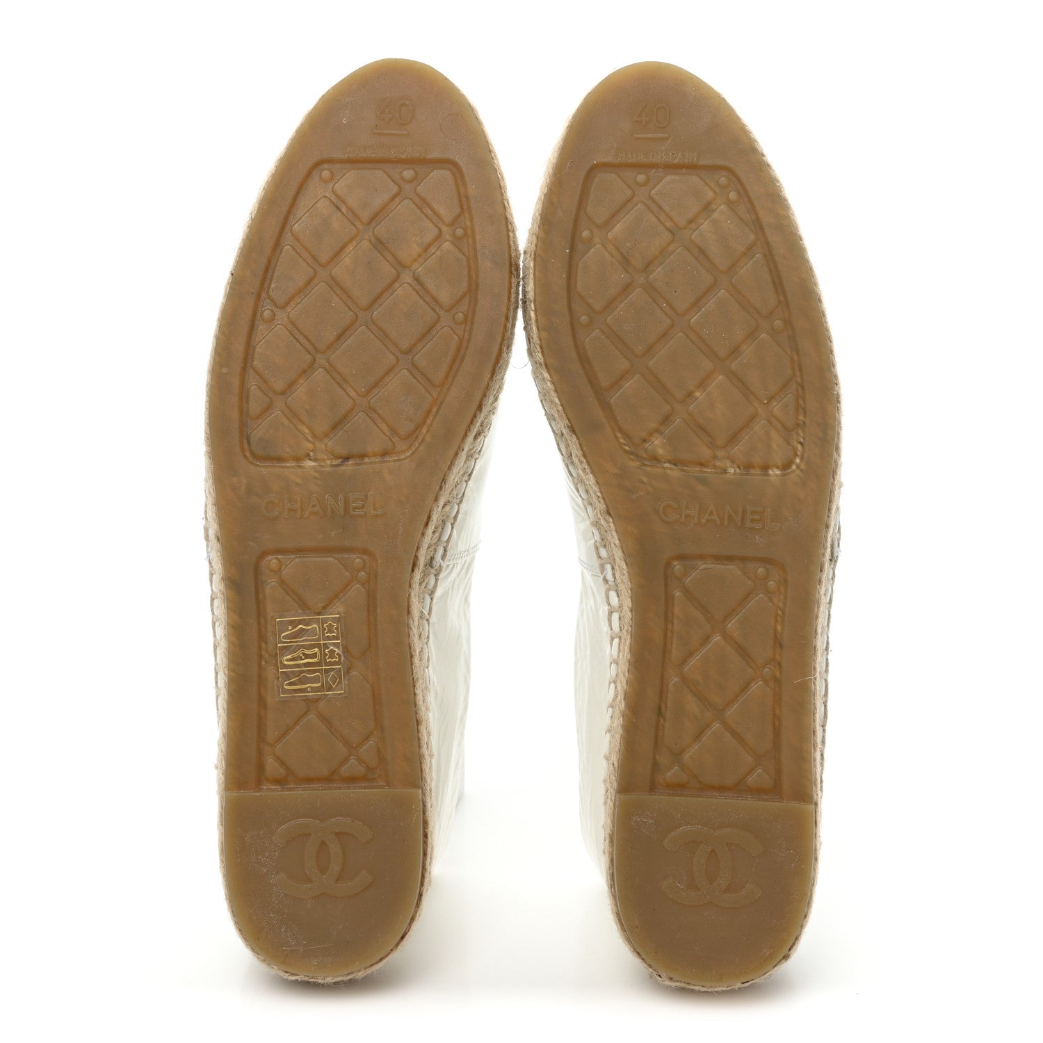 Chanel Distressed Patent CC Espadrilles 40 White Silver 5 of 8