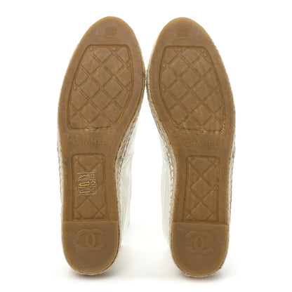 Chanel Distressed Patent CC Espadrilles 40 White Silver 5 of 8