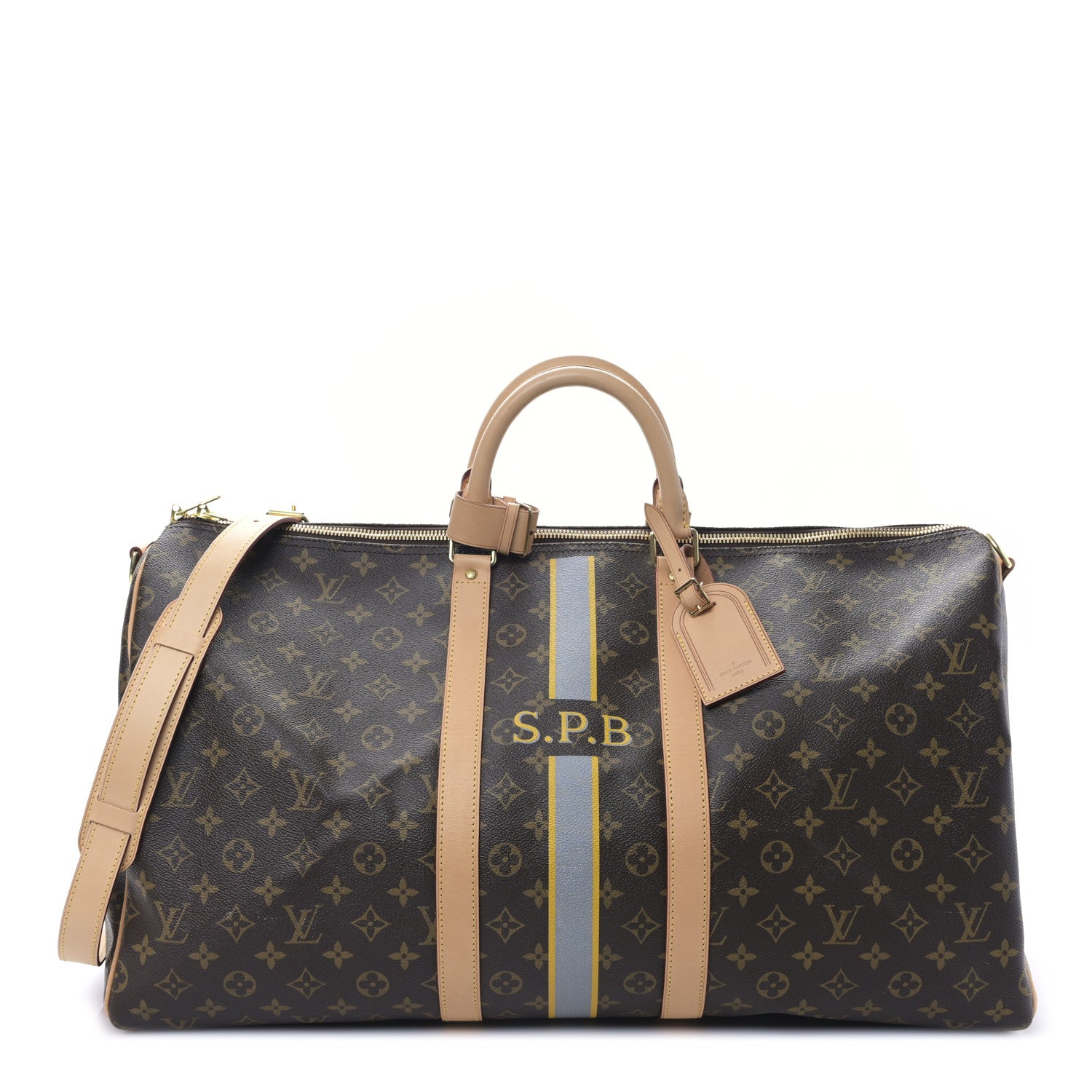 Louis Vuitton Monogram My LV Heritage Keepall Bandouliere 55 Bleu Clair Jaune 1 of 7
