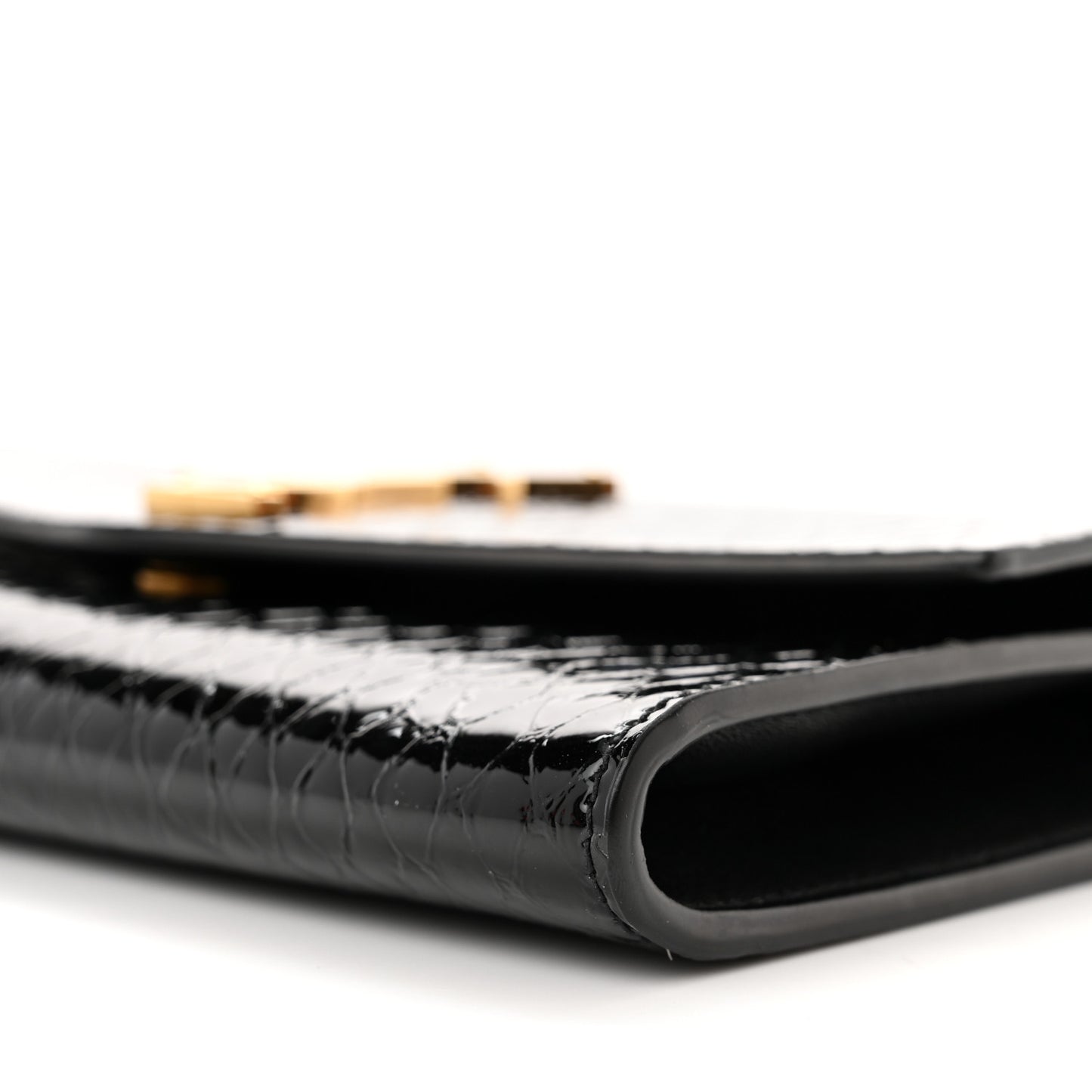 Calfskin Python Embossed Monogram Uptown Chain Wallet Black