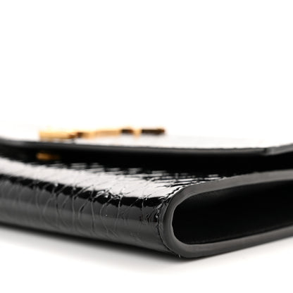 Saint Laurent Calfskin Python Embossed Monogram Uptown Chain Wallet Black 10 of 12