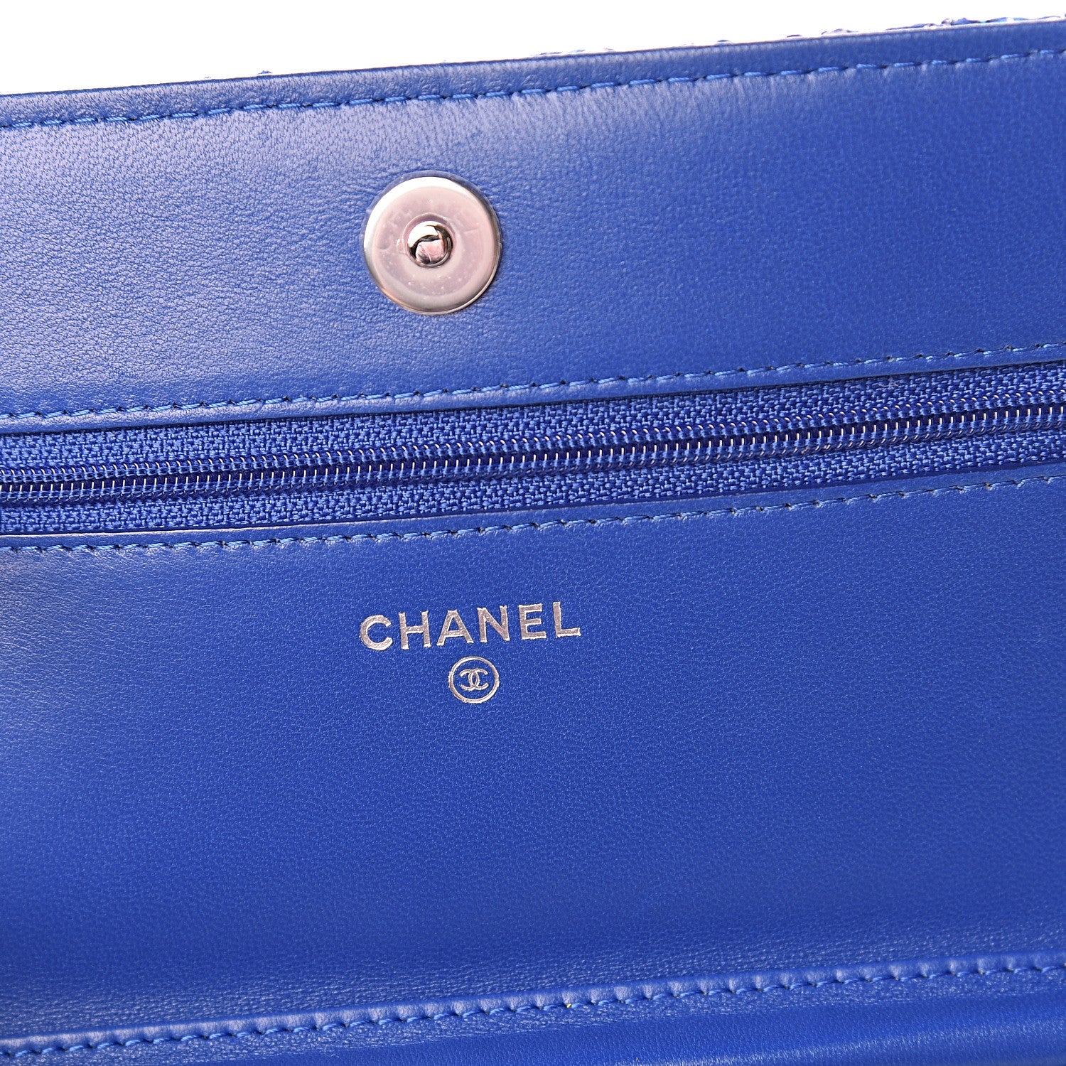 Chanel Tweed Wallet On Chain WOC Blue 6 of 11