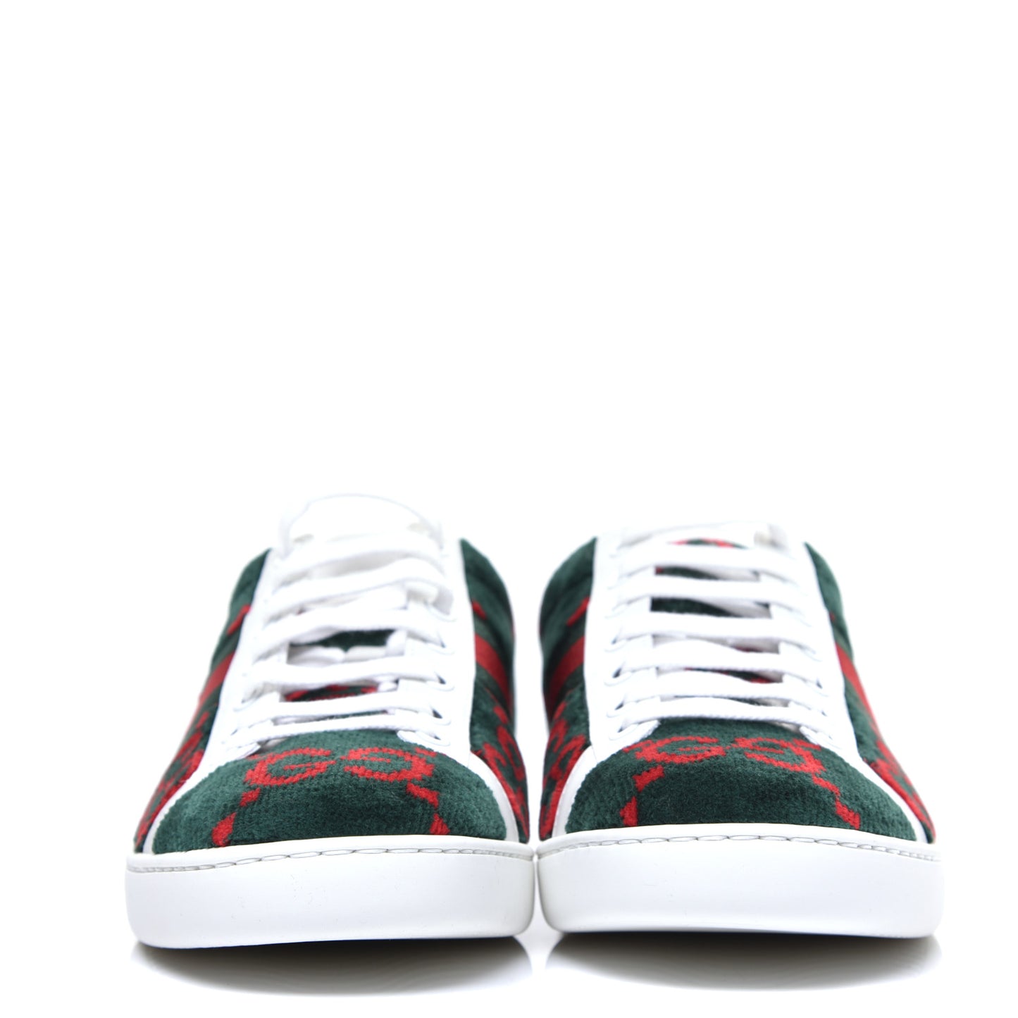 Terry Cloth GG Monogram Web Womens Ace Sneakers 39 Green Red