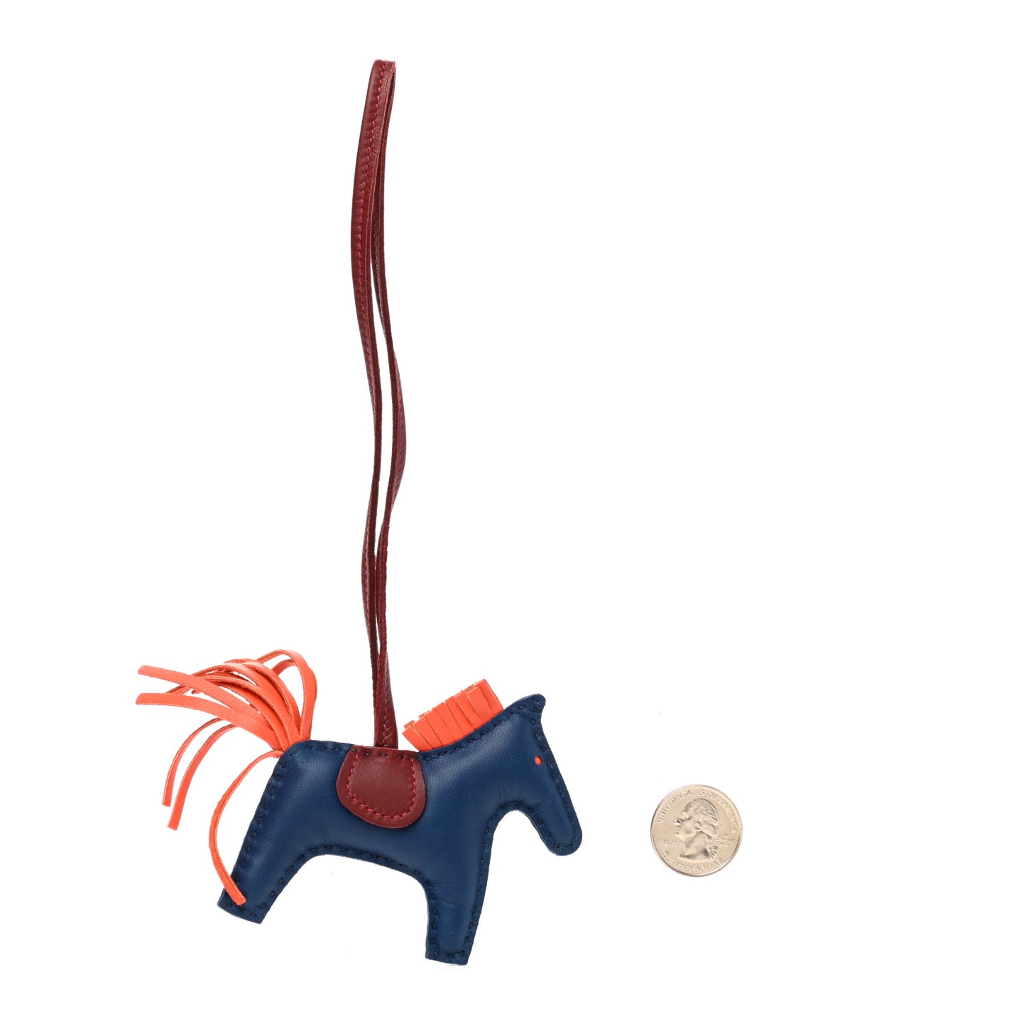 Milo Lambskin Grigri Rodeo Horse Bag Charm PM Bleu de Malte Rouge H Peony