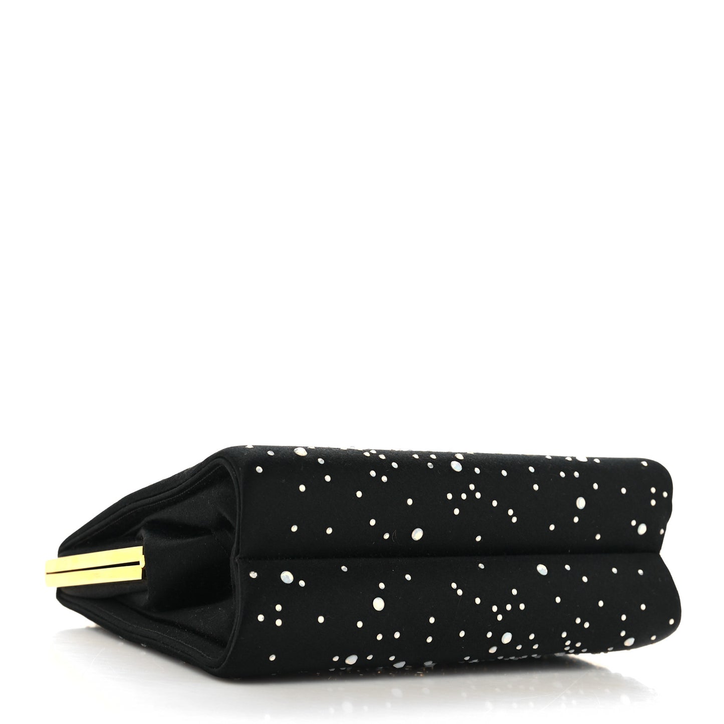 Crystal Trim Satin Evening Bag Clutch Black