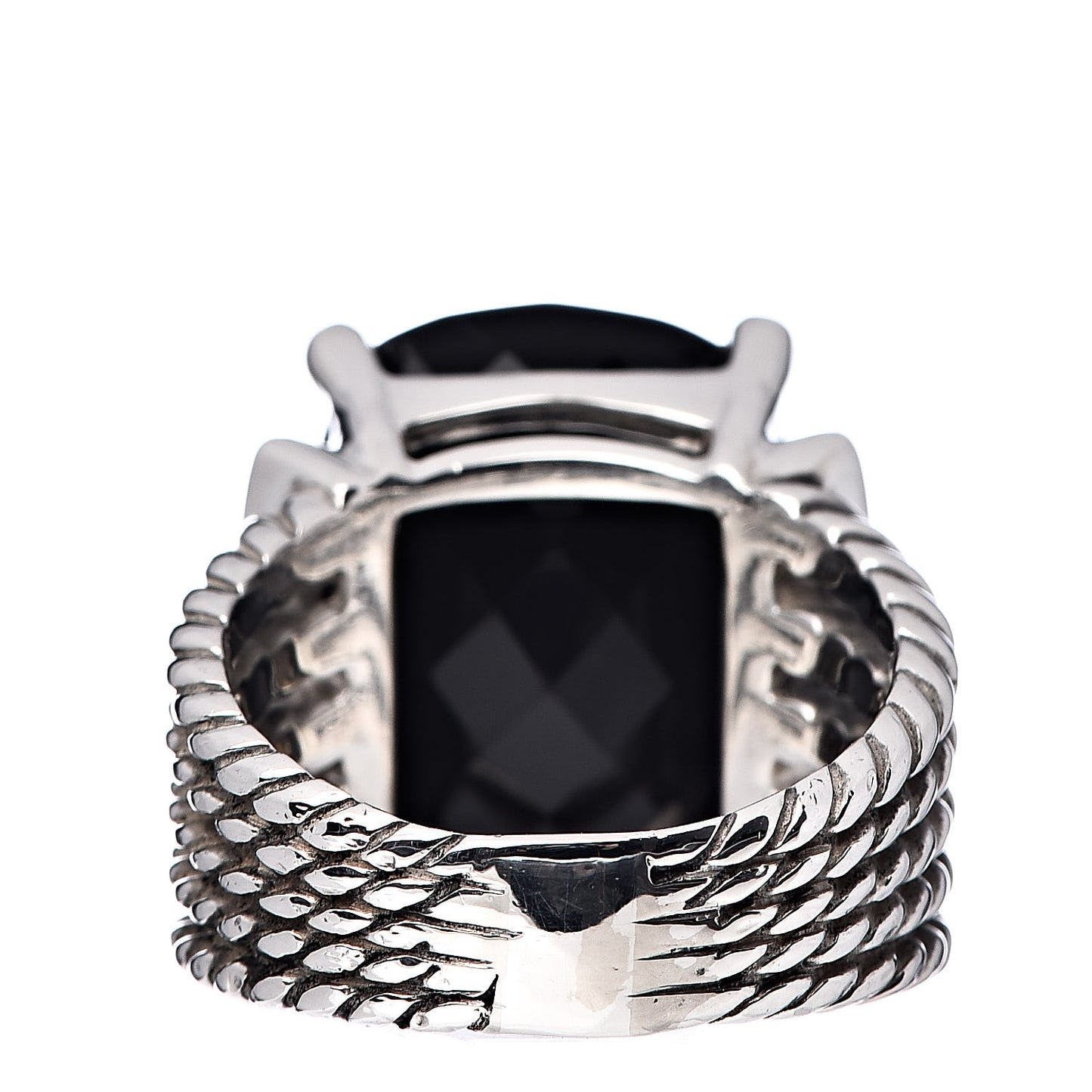 Sterling Silver Diamond Black Onyx 20mm Wheaton Ring 58 8.25