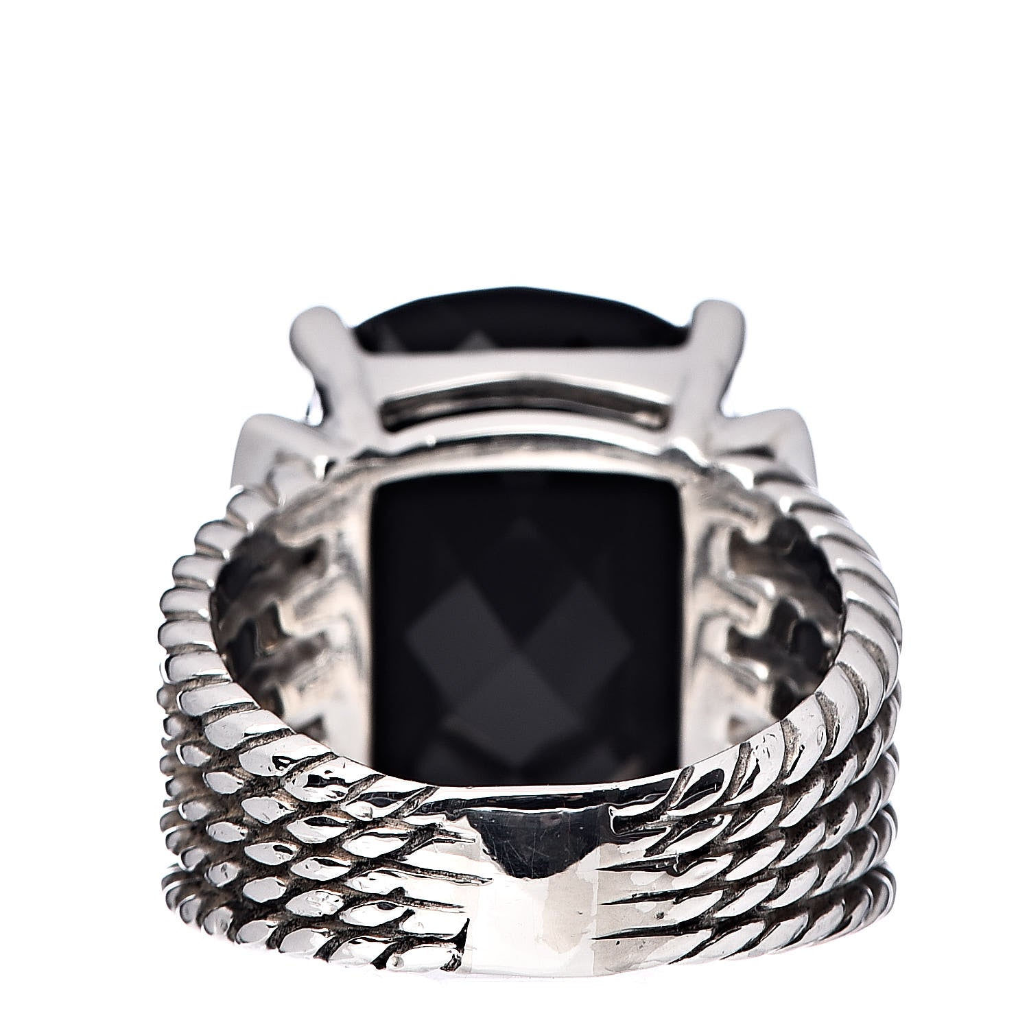 David Yurman Sterling Silver Diamond Black Onyx 20mm Wheaton Ring 58 8.25 4 of 5