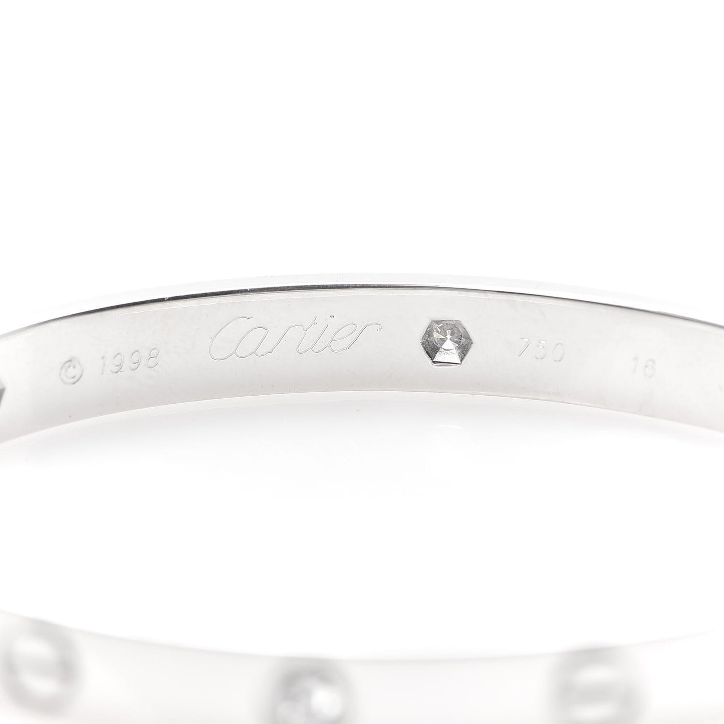 18K White Gold 6 Diamond LOVE Bracelet 16