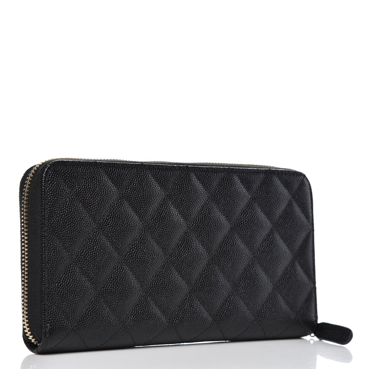 Caviar Quilted Large Gusset Zip Around Wallet Black