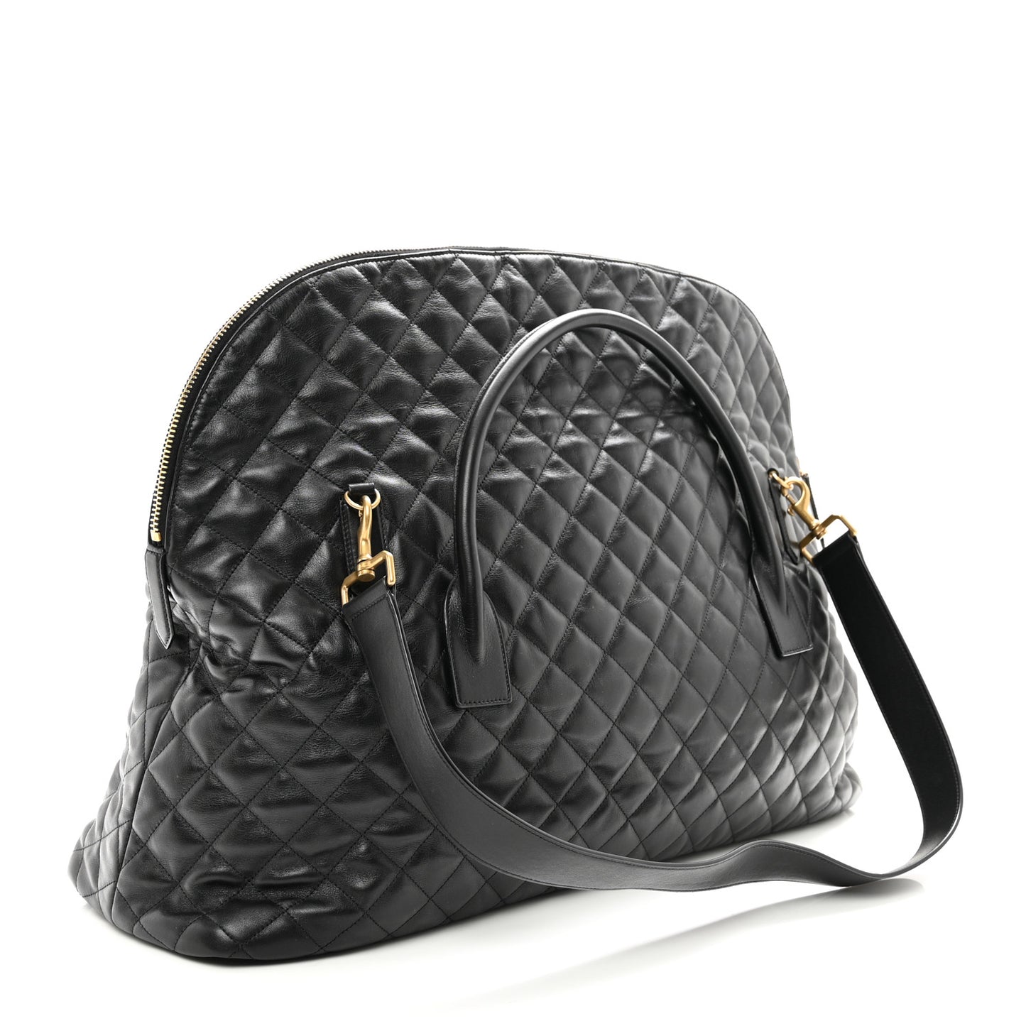 Calfskin Quilted ES Giant Travel Bag Black