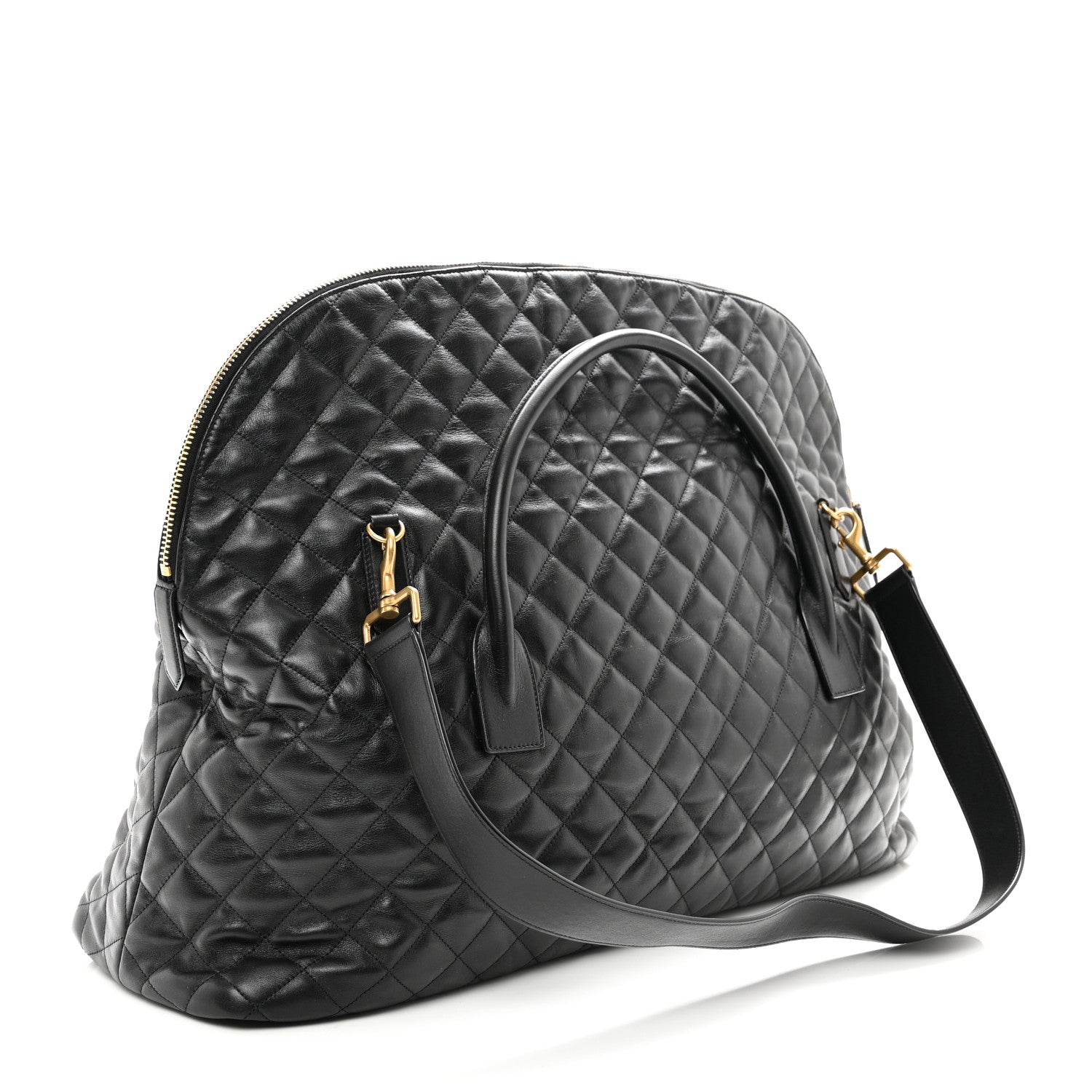 Saint Laurent Calfskin Quilted ES Giant Travel Bag Black 2 of 9