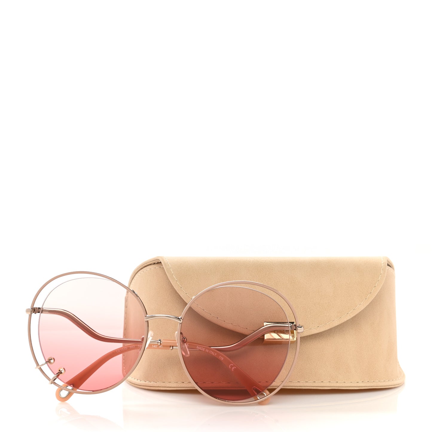 Oversize Round Sunglasses CE153S Silver Pink