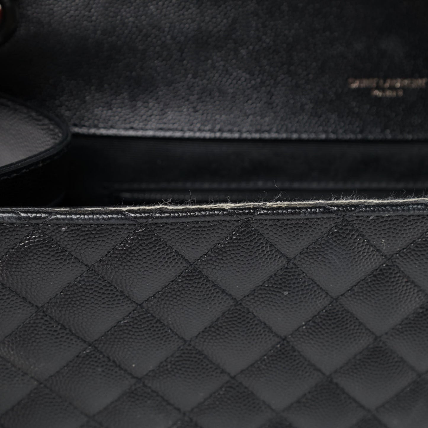 Grain De Poudre Textured Mixed Matelasse Large Triquilt Monogram Monochrome Satchel Black