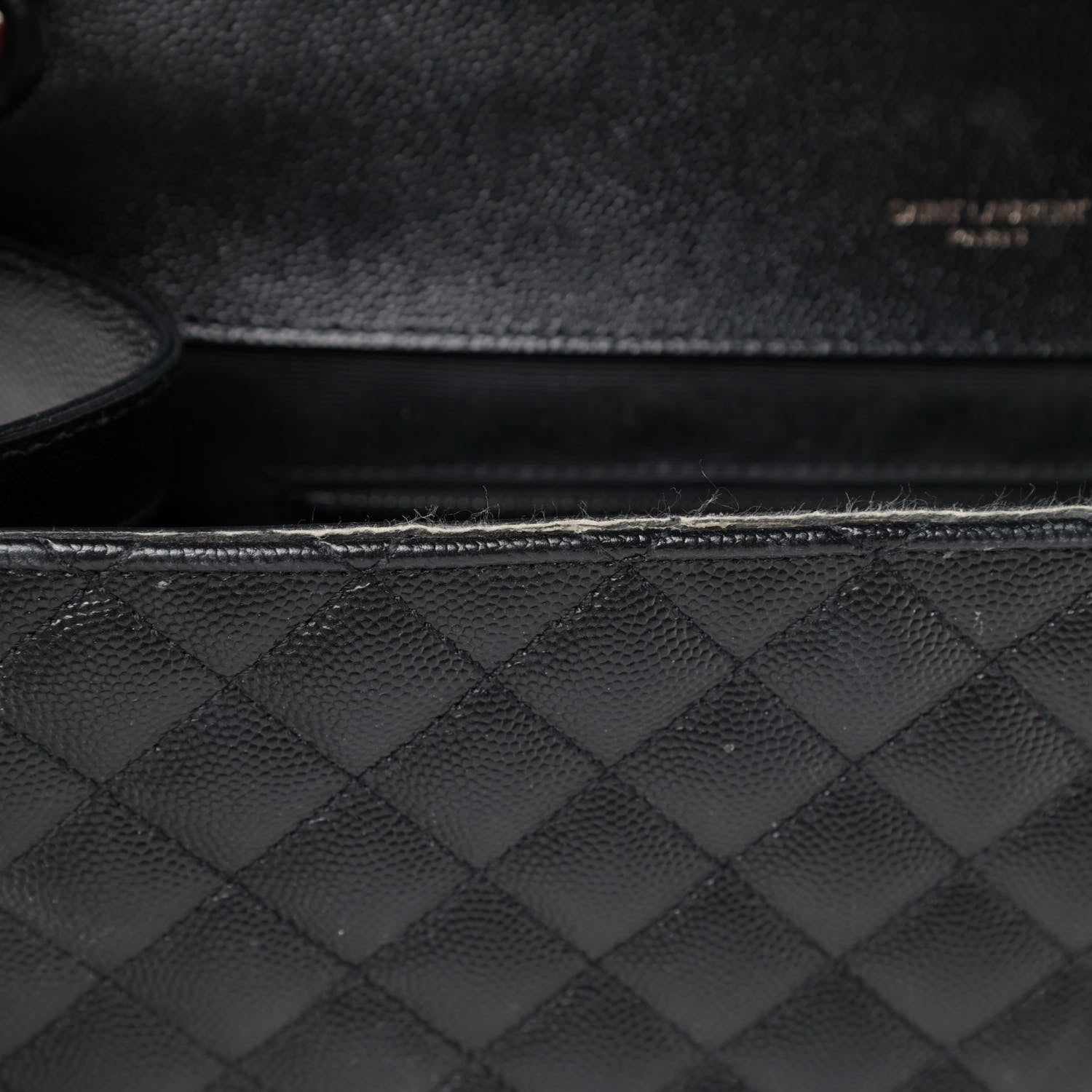 Saint Laurent Grain De Poudre Textured Mixed Matelasse Large Triquilt Monogram Monochrome Satchel Black 8 of 10