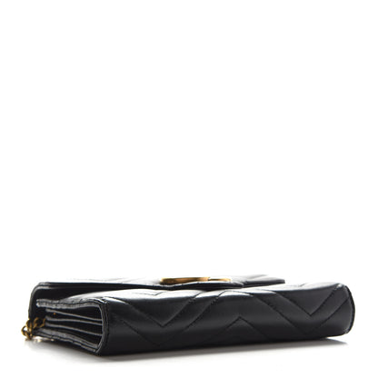 Gucci Calfskin Matelasse GG Marmont Chain Wallet Black 4 of 11