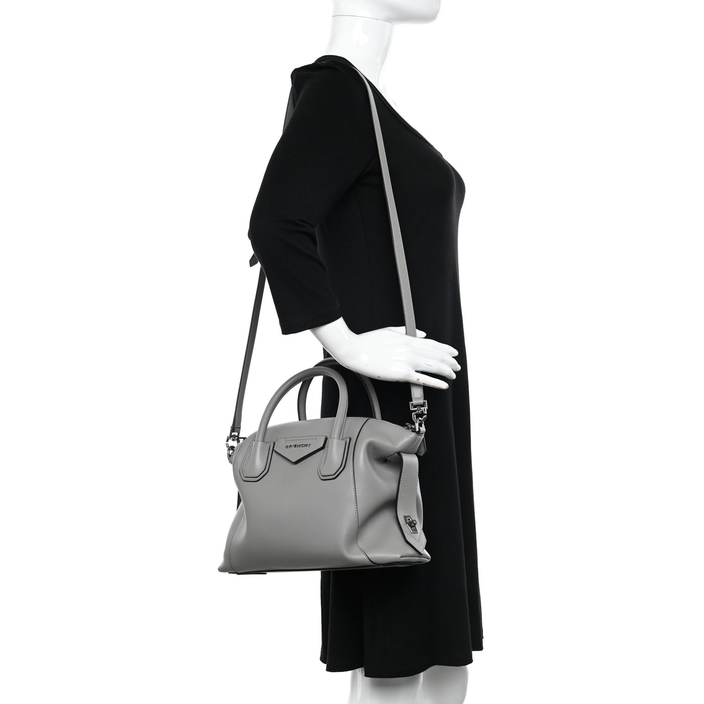 Calfskin Small Soft Antigona Pearl Grey