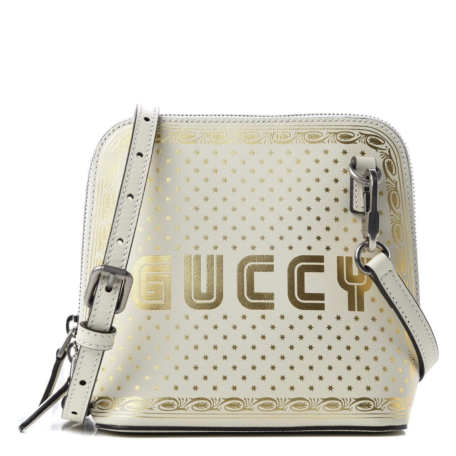 Gucci X SEGA Calfskin GUCCY Stars Mini Dome Shoulder Bag Mystic White Gold 1 of 10