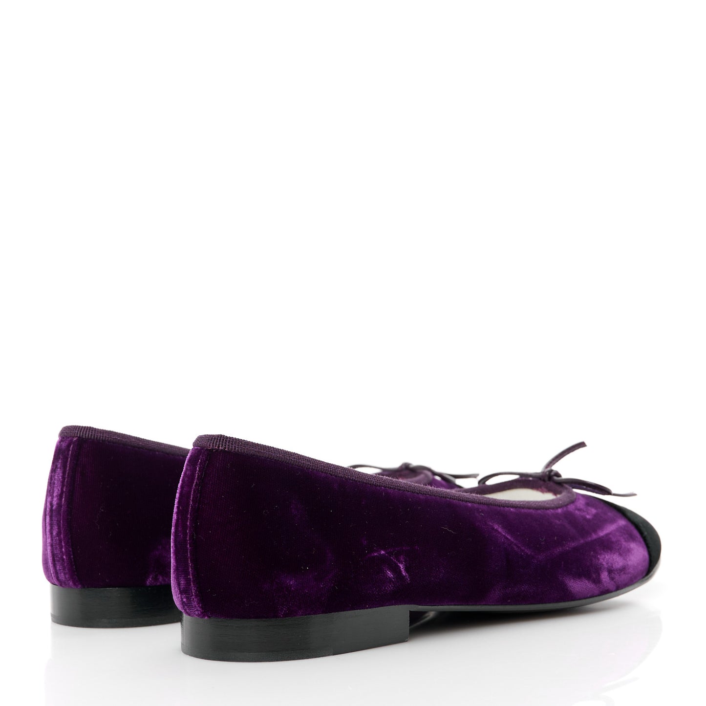 Velvet Cap Toe Ballerina Flats 37.5 Purple Black