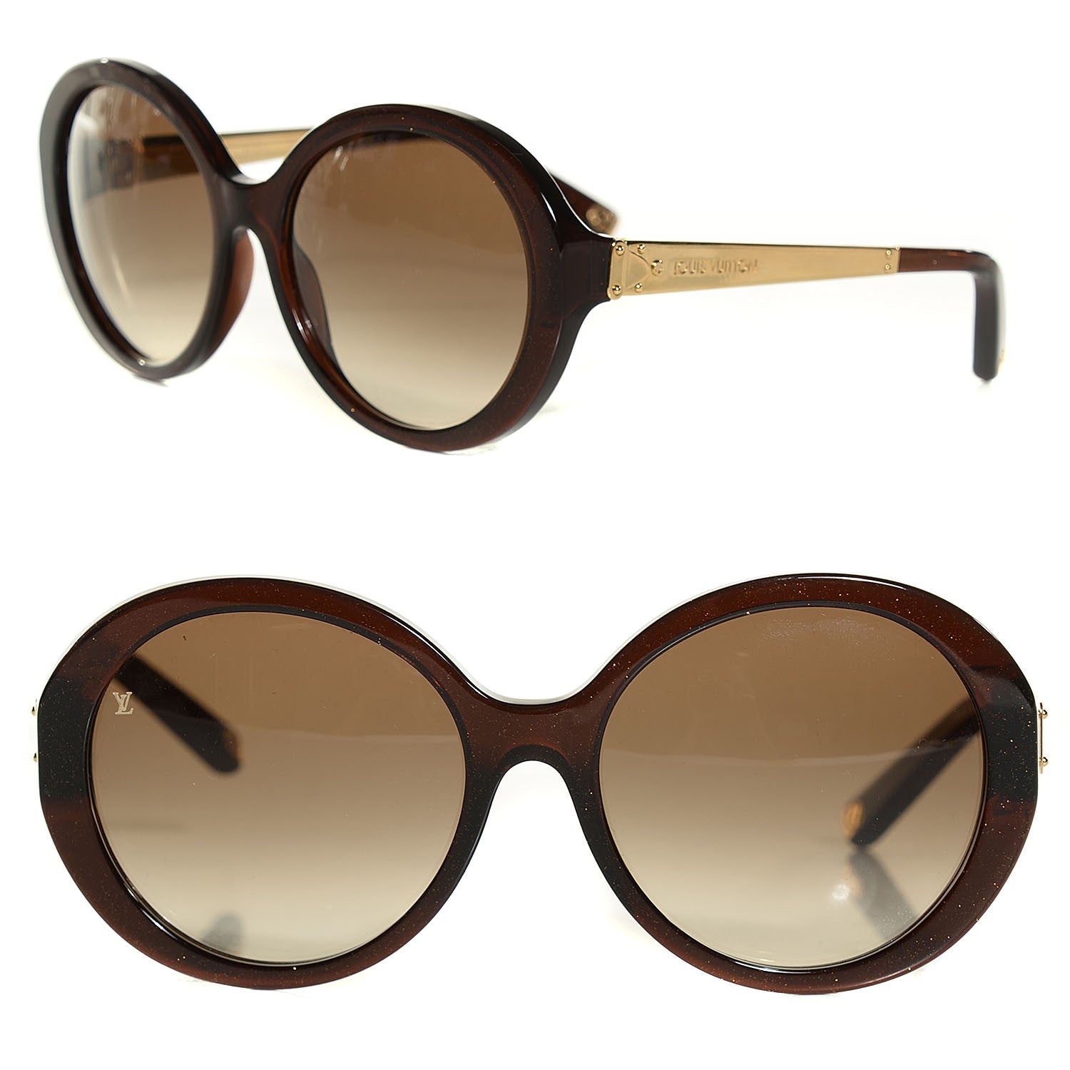 Louis Vuitton Petit Soupcon Rond Sunglasses Z0490W Brown Glitter 1 of 4