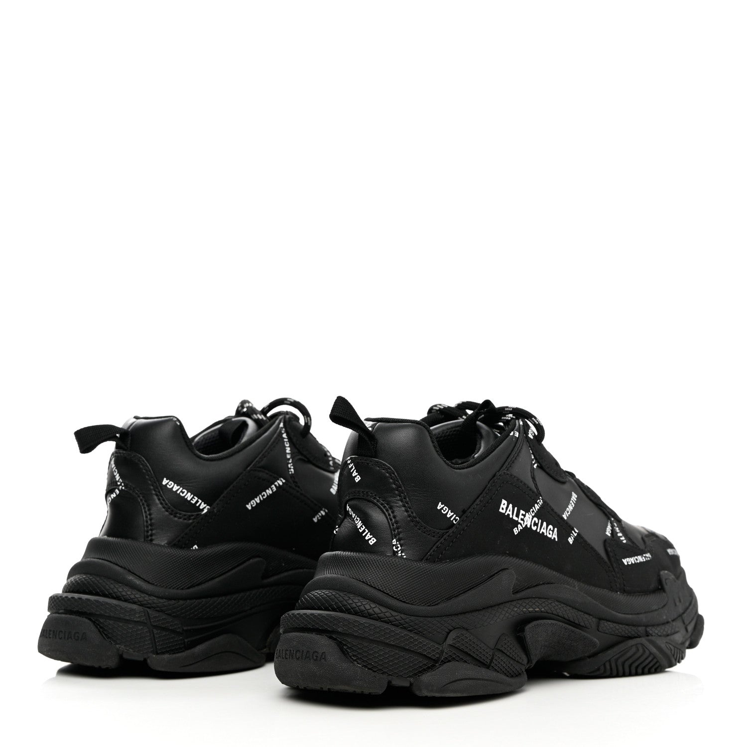 Balenciaga Technical Fabric Allover Logo Mens Triple S Sneakers 41 Black White 4 of 14