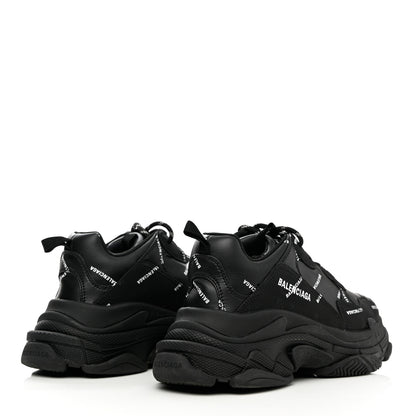 Balenciaga Technical Fabric Allover Logo Mens Triple S Sneakers 41 Black White 4 of 14