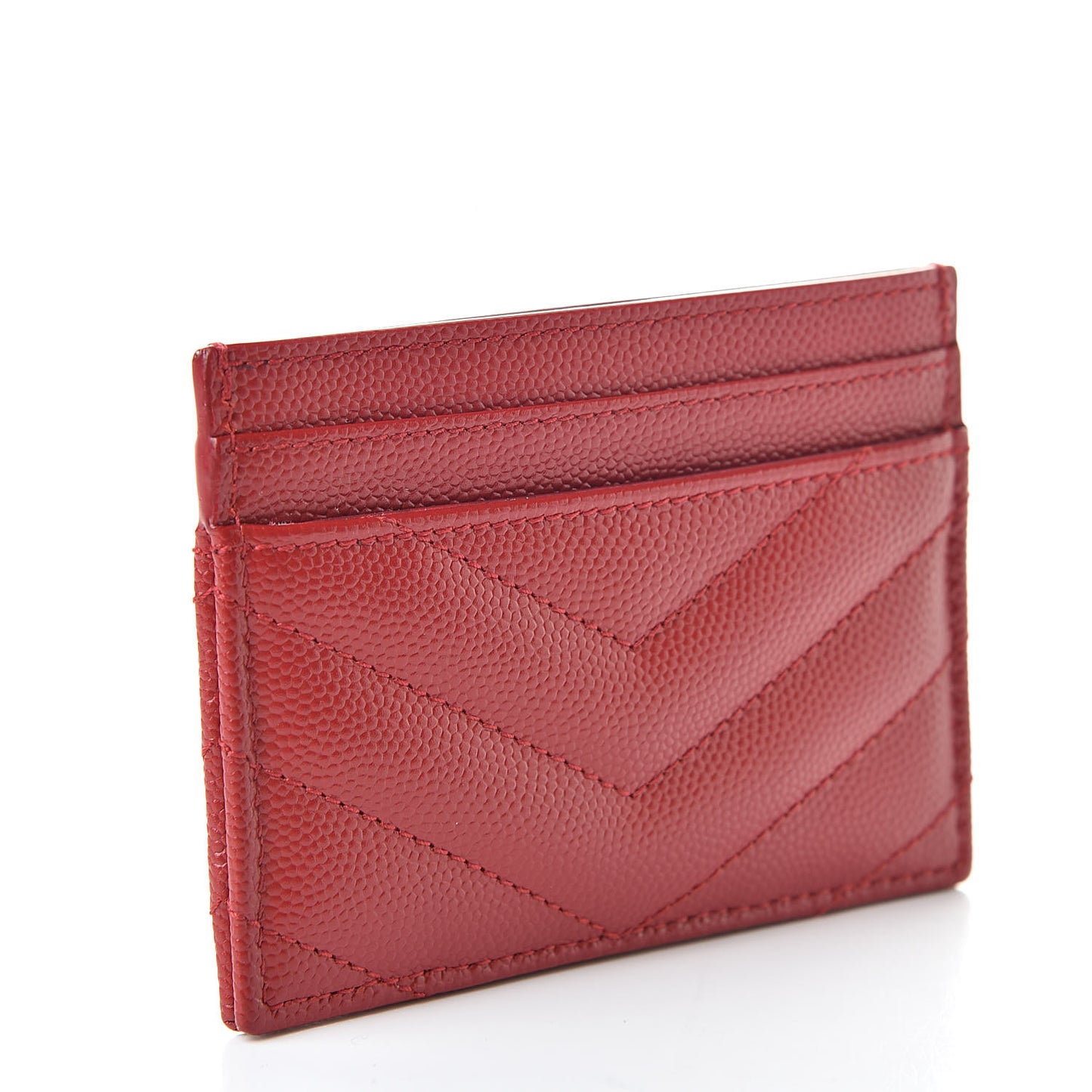 Grain De Poudre Matelasse Chevron Credit Card Case New Red