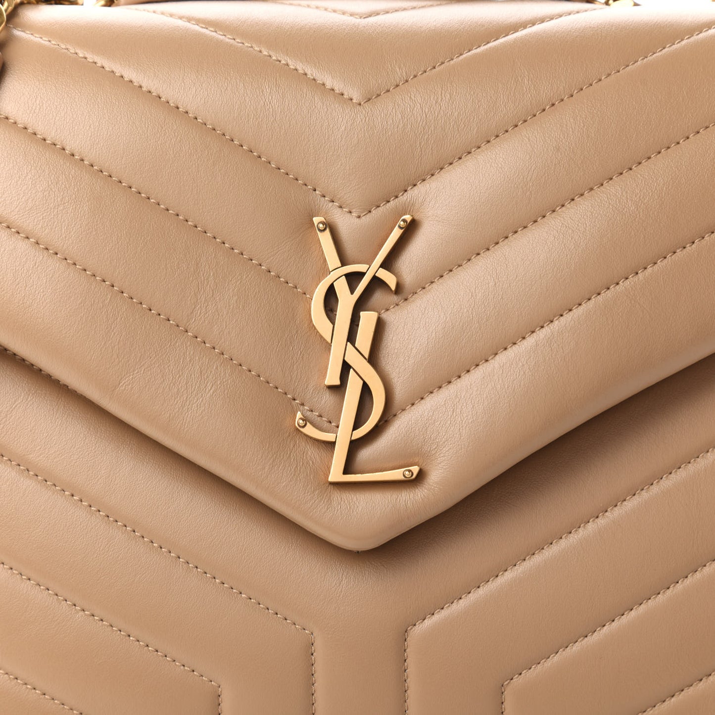 Calfskin Y Quilted Monogram Medium Loulou Chain Satchel Dark Latte