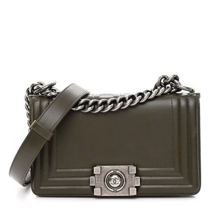 Chanel Glazed Calfskin Small Boy Flap Dark Green 1 of 10