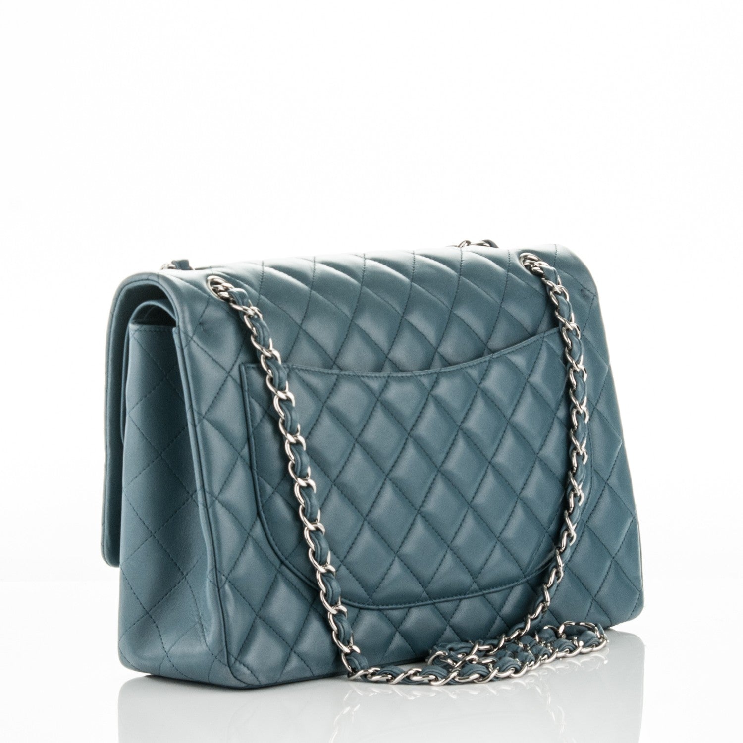 Chanel Lambskin Quilted Maxi Double Flap Blue 3 of 9