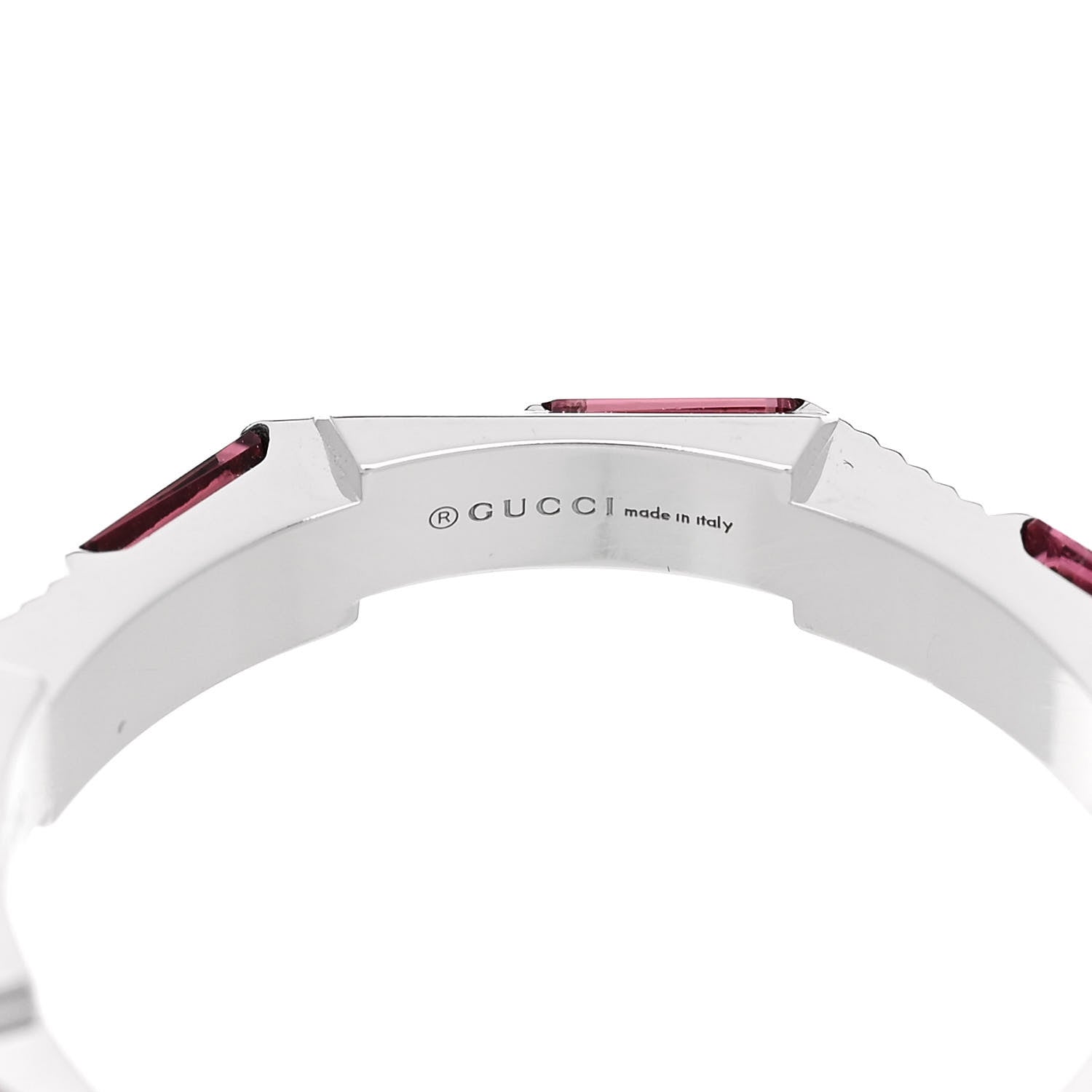 Gucci 18K White Gold Rubellite Narrow Link to Love Ring 57 8 4 of 6