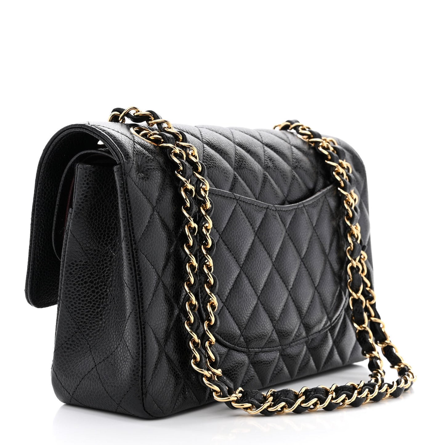 Caviar Quilted Medium Double Flap Black