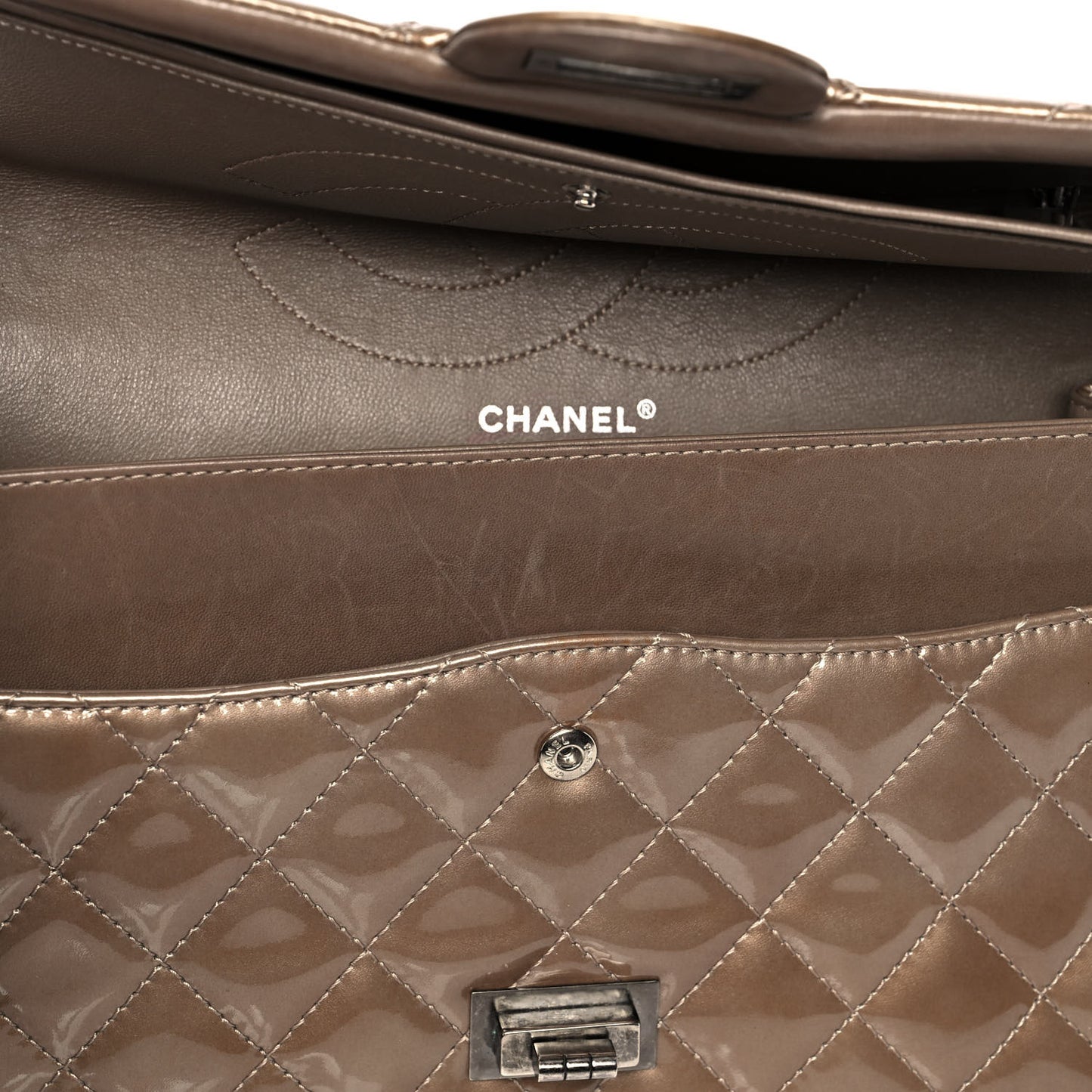 Patent Quilted 2.55 Reissue 227 Flap Taupe