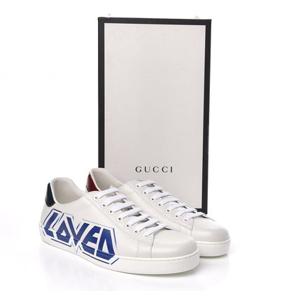 Gucci Calfskin Nappa LOVED Print Mens Ace Sneakers 9.5 White Red Flame Green 9 of 9