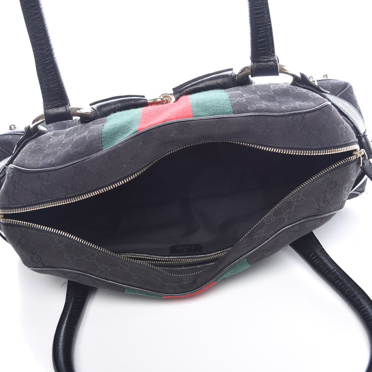 Monogram Web Large Horsebit Satchel Chain Black