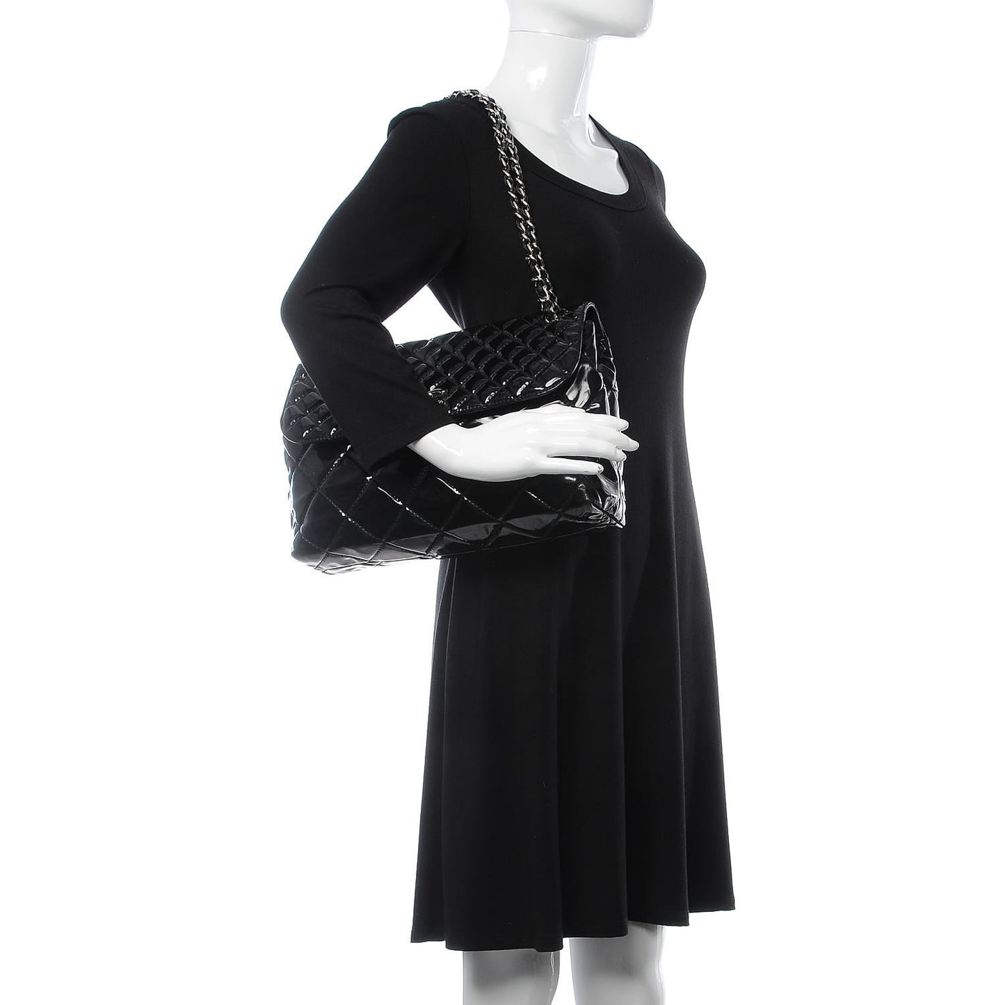Vinyl Quilted In the Business Flap Bag Black