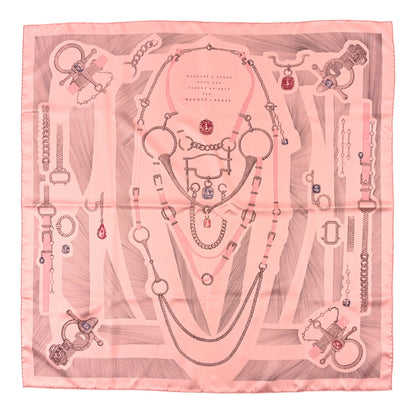 Hermes Silk Our Line Etude Pour Une Parure De Gala Scarf 90 Rose Ballerine Taupe Framboise 1 of 4