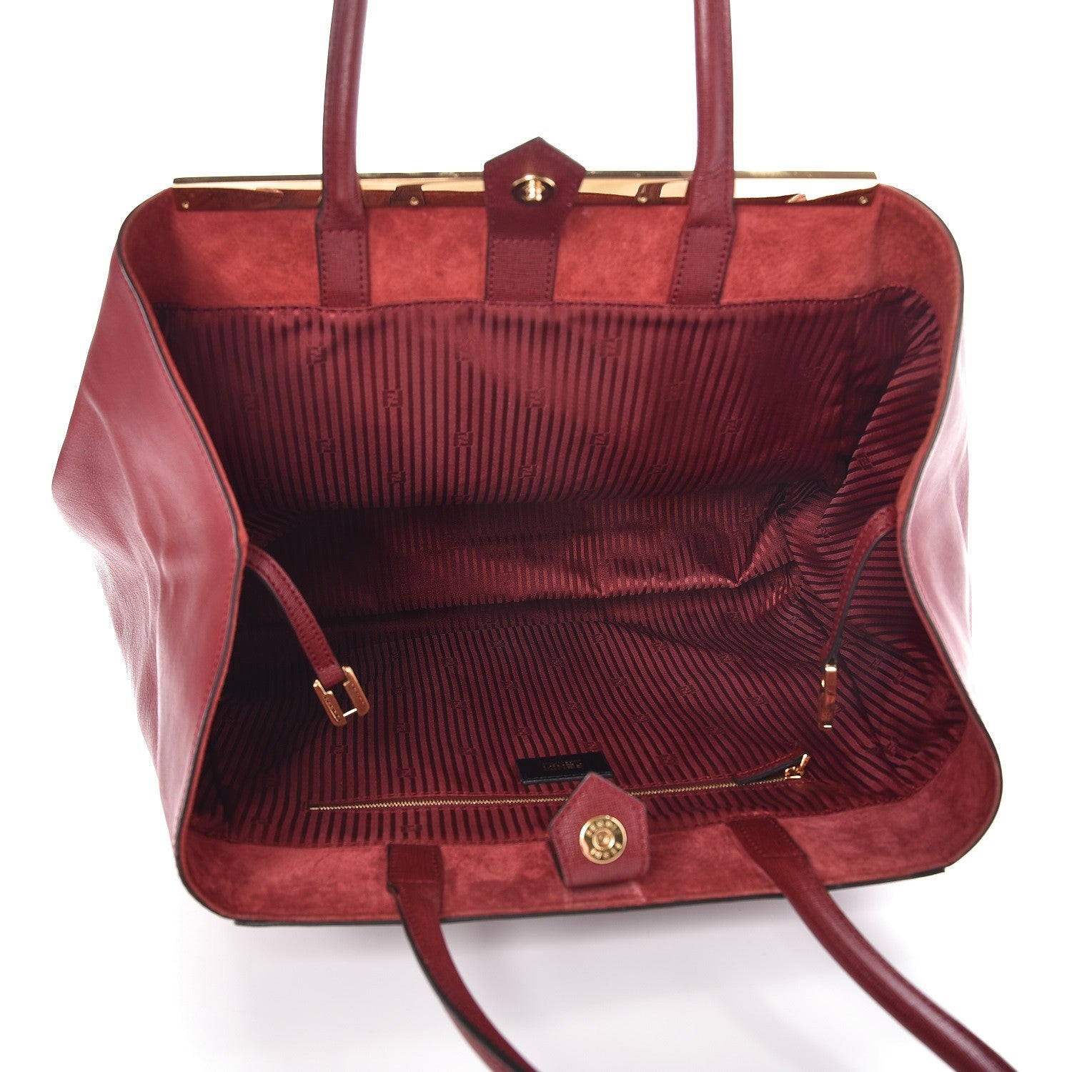 Fendi Vitello Elite Large 2Jours Tote Rosso Scuro Ciliegia 5 of 10