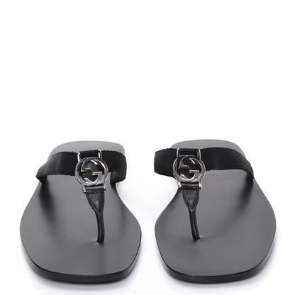 Gucci Patent Calfskin Cardinal Thong Sandals 9.5 Black 2 of 8