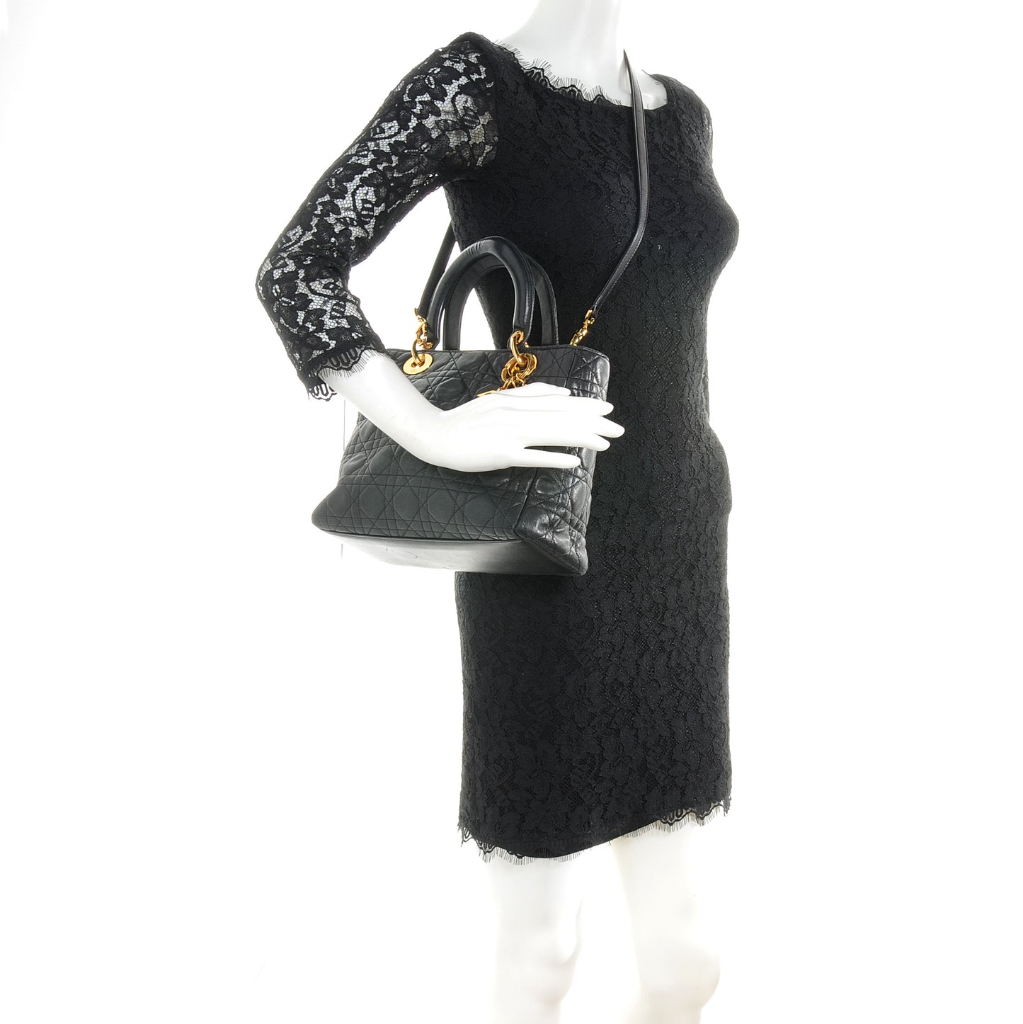Lambskin Cannage Medium Lady Dior Black