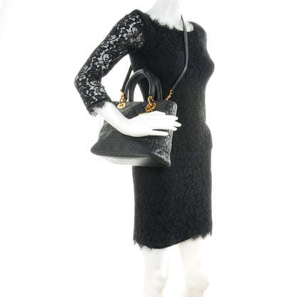 Christian Dior Lambskin Cannage Medium Lady Dior Black 2 of 8