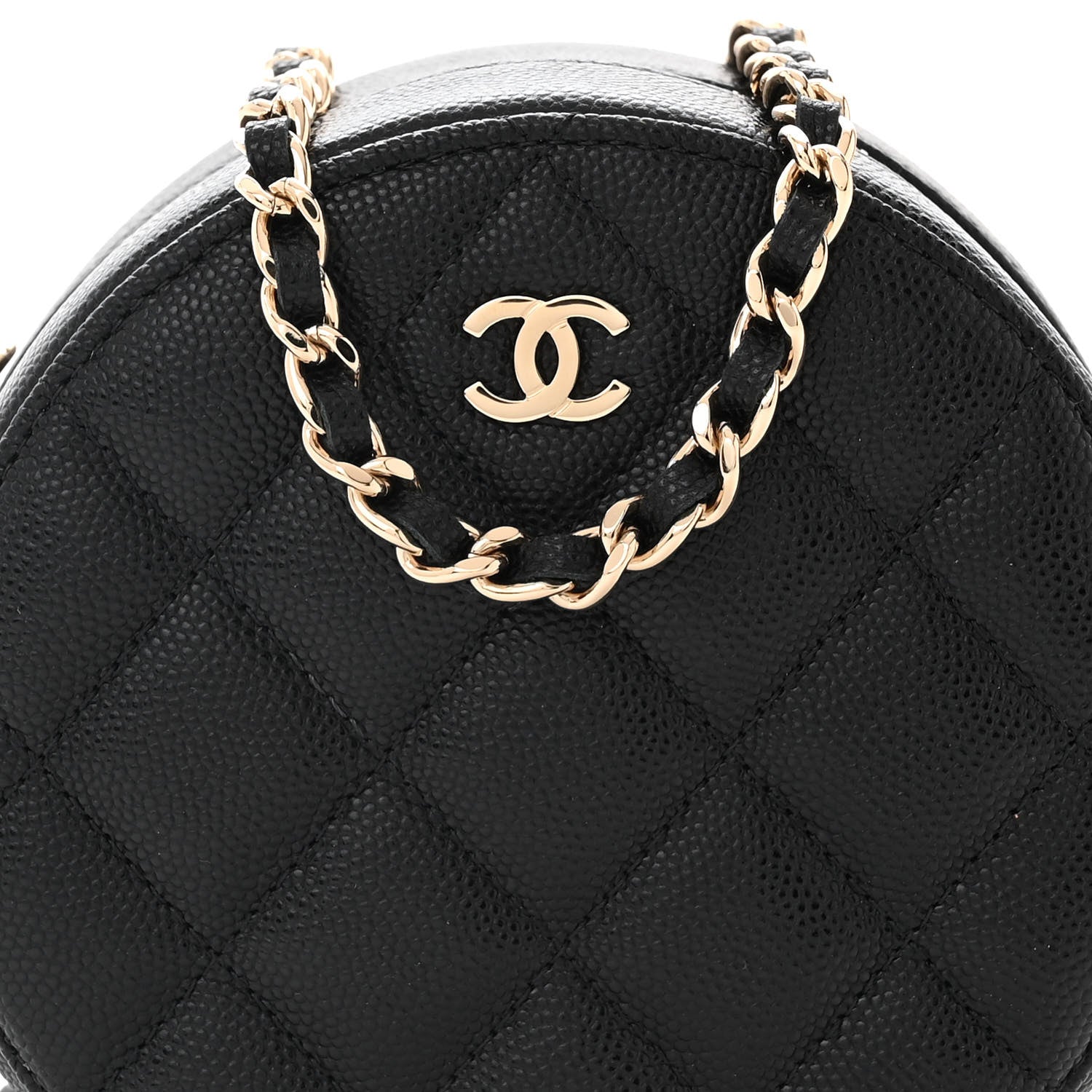 Chanel Caviar Quilted Round Clutch With Chain Black 8 of 11