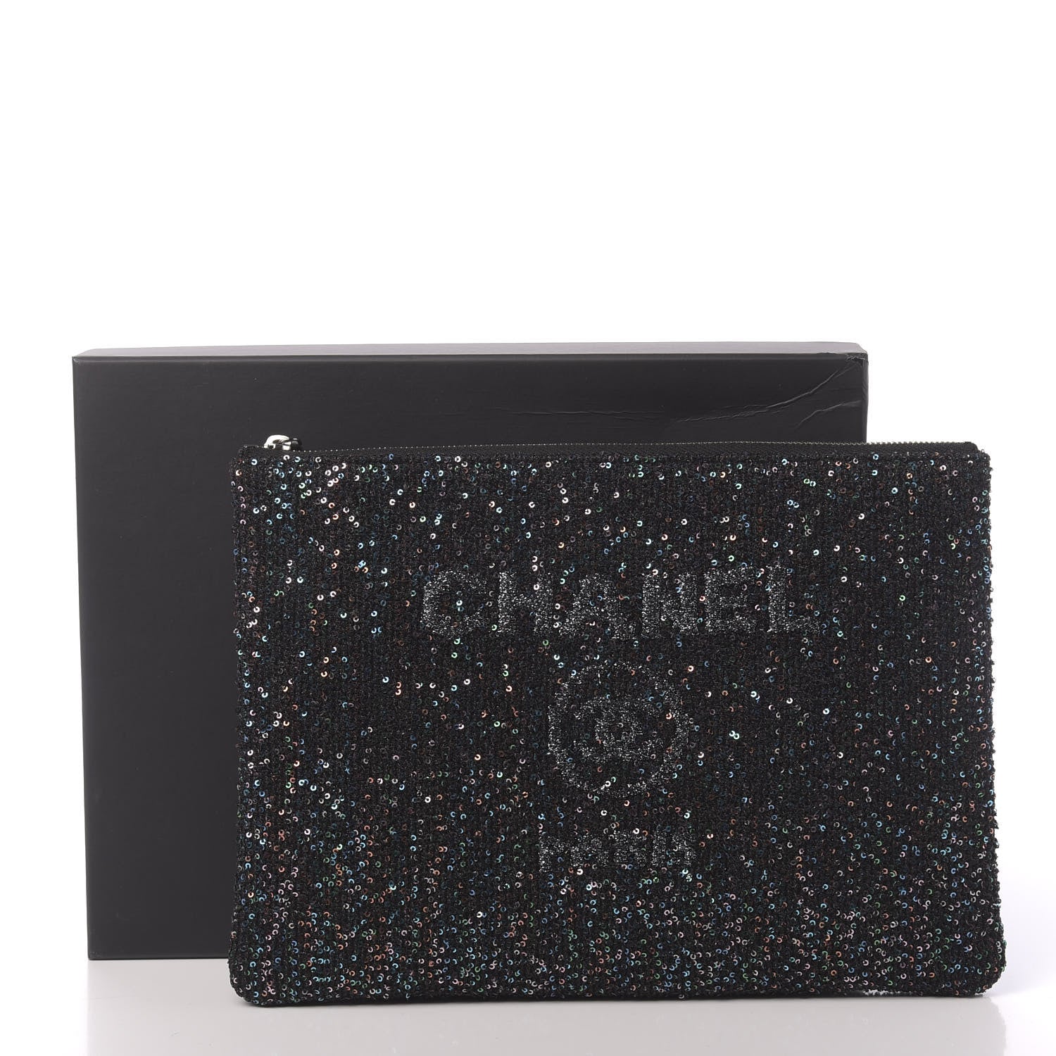 Chanel Canvas Sequin Medium Deauville Cosmetic Pouch Black 11 of 11
