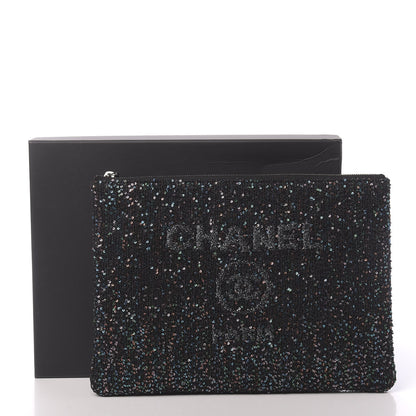 Chanel Canvas Sequin Medium Deauville Cosmetic Pouch Black 11 of 11