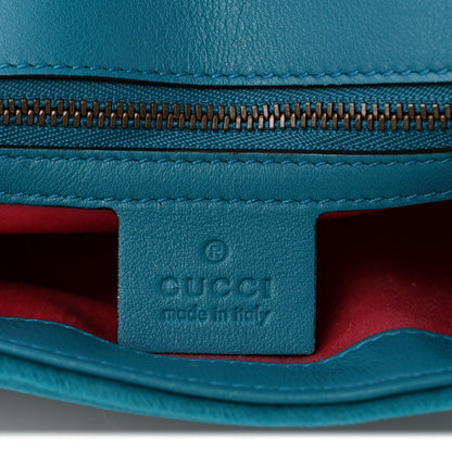 Gucci Velvet Matelasse Small GG Marmont Shoulder Bag Pavone Cyan 6 of 10
