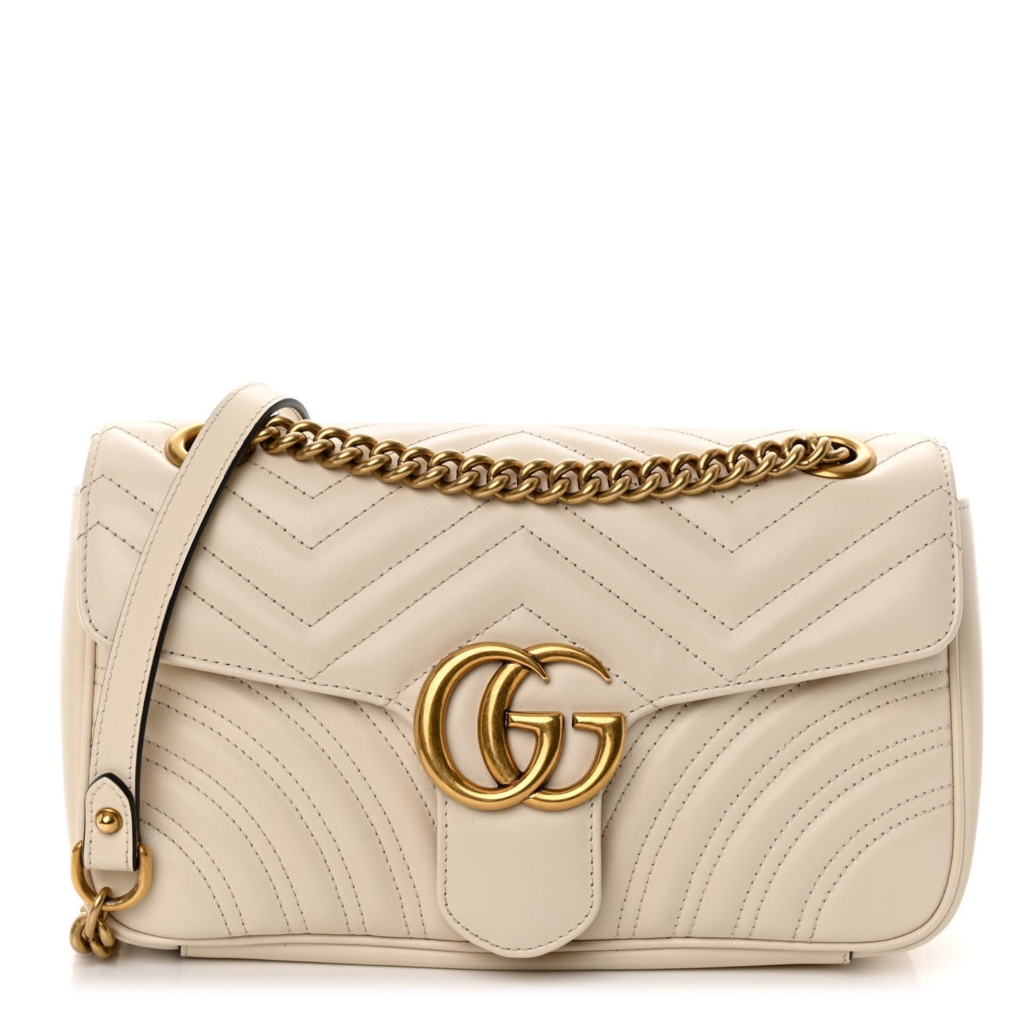 Calfskin Matelasse Small GG Marmont Shoulder Bag White